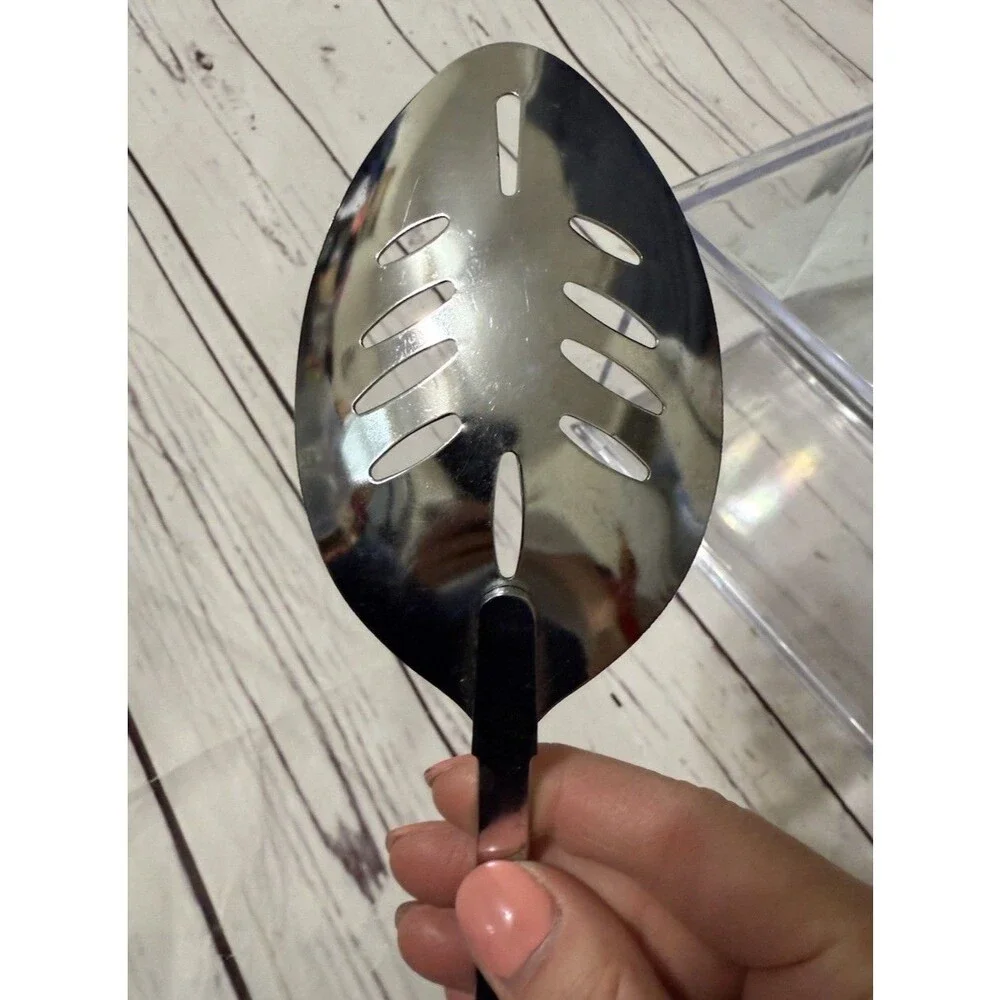 Vtg EKCO Kitchamajig Slotted Spoon MCM Handle 12” Stainless Steel